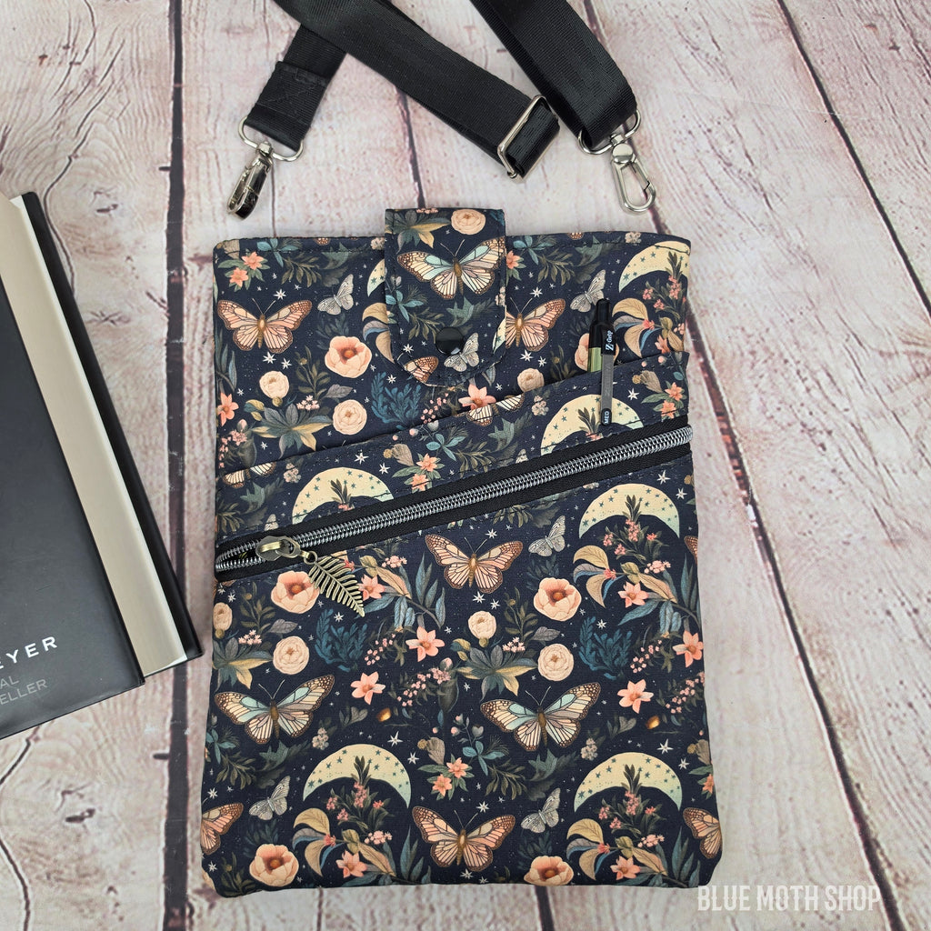 Butterfly Moon Book Sleeve or Book Crossbody bag