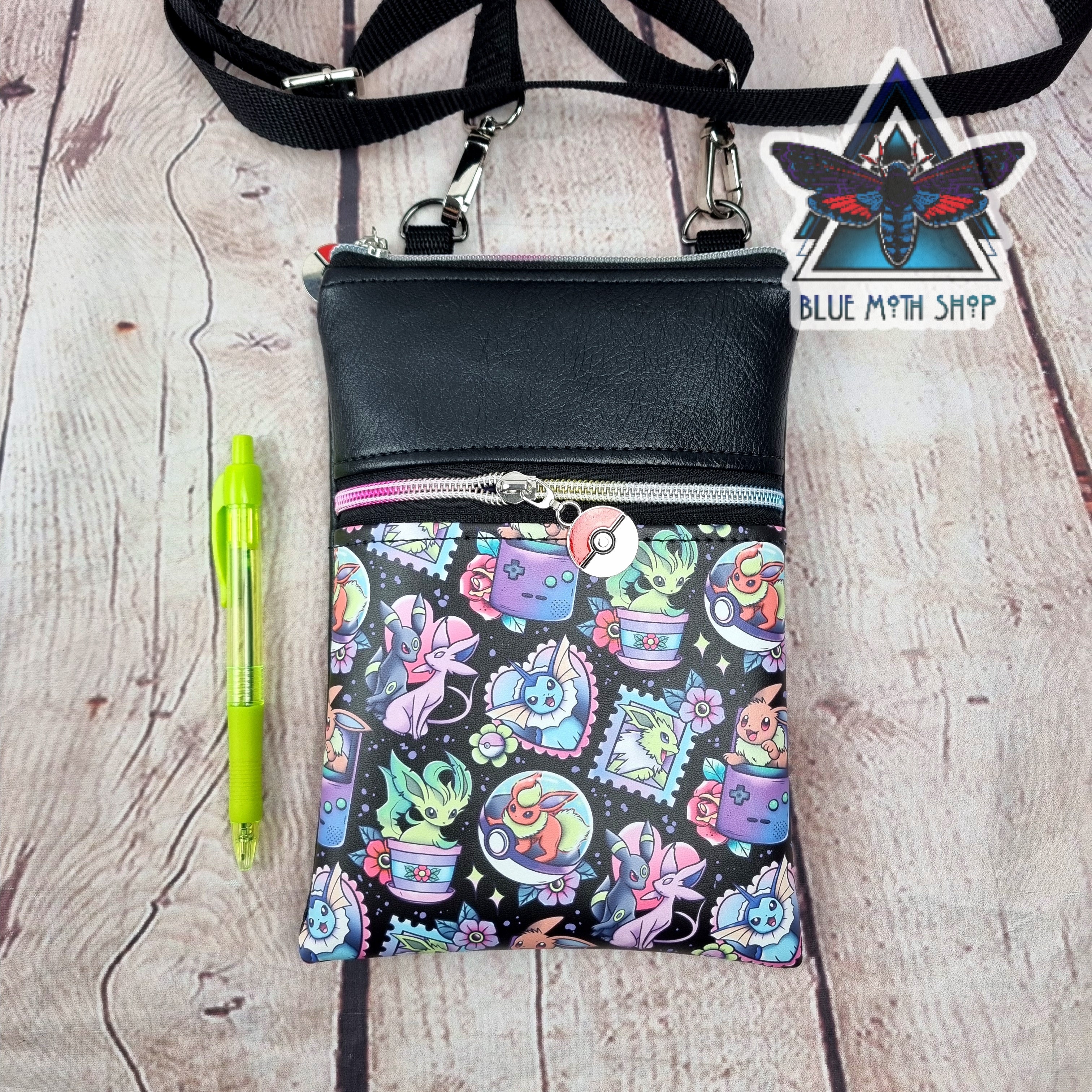 Poke Animal Crew Faux Leather Crossbody Phone Bag