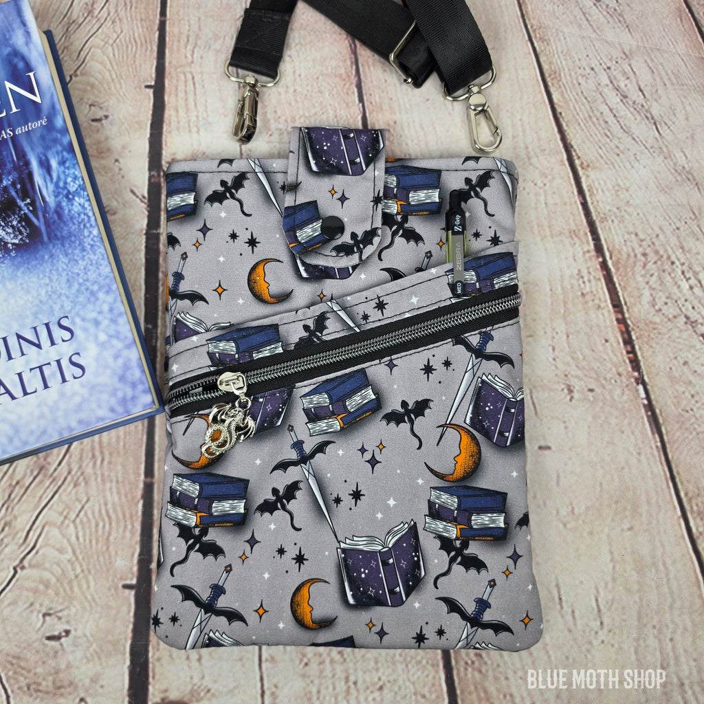 Dragons Grey Book Sleeve or Book Crossbody bag