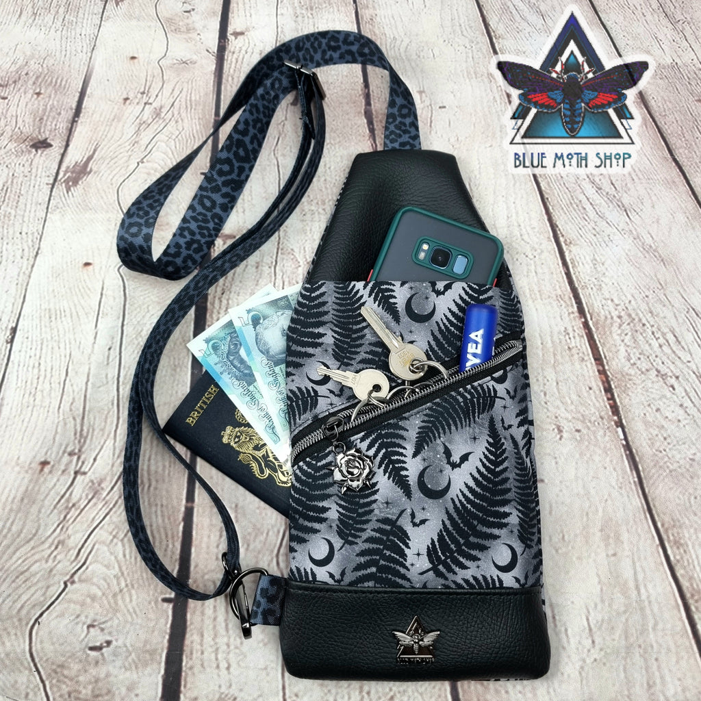 Grey Fern Mini Travel Sling Bag
