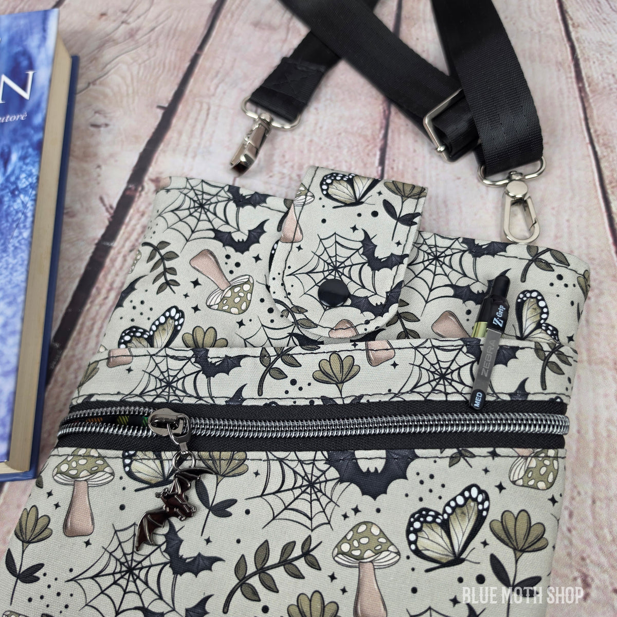 Cottagecore Bats Book Sleeve or Book Crossbody bag