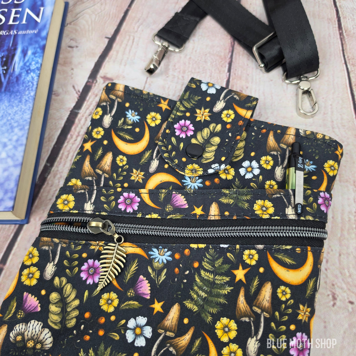 Floral Autumn Book Sleeve or Book Crossbody bag